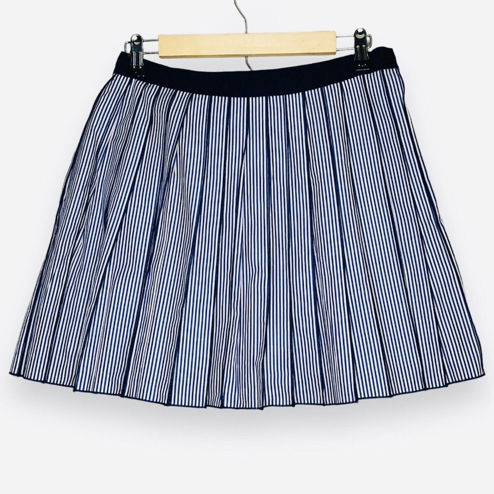 Vineyard Vines Women Poplin Stripe Pleated White Blue Skirt Sz 0 Sport Tennis